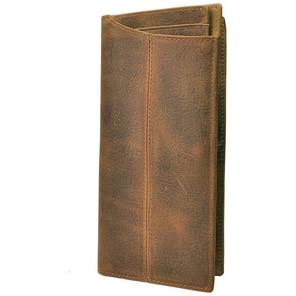 Le'aokuu Men's Genuine Leather Bifold Wallet – Light Brown, 22 Card Slots, Zipper Pocket, Holds Phone & Bills - View #2